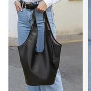 Women Slouchy Hobo Bag 2PCS Black Vegan Leather Large Capacity Shoulder Tote Bag